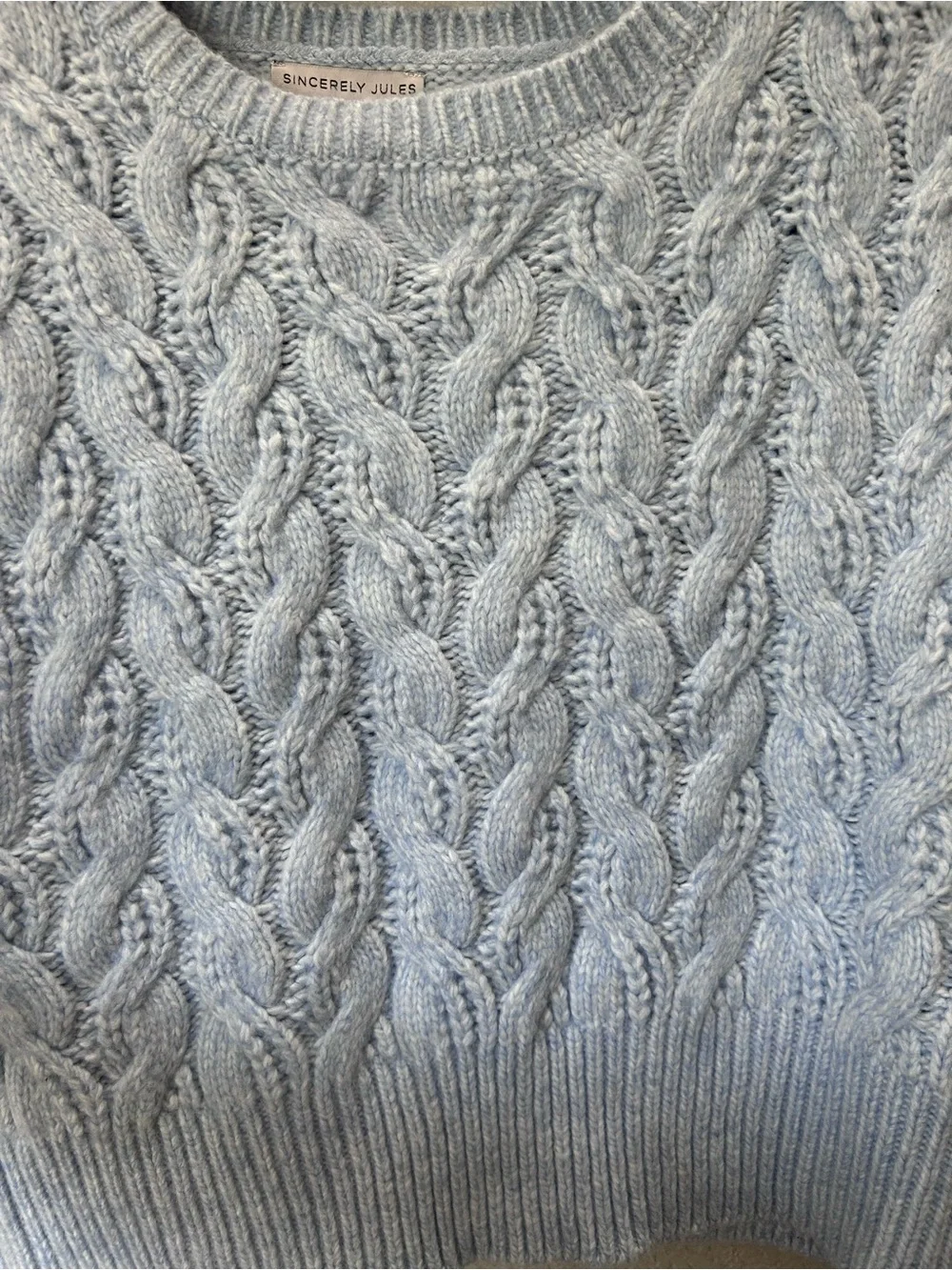 Sincerely Jules Cable Knit Sleeveless Sweater Vest - Light Blue